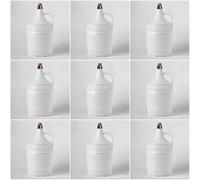 Pack 9 Garrafas Damajuanas Garrafones 5 litros Cristal Forrado Plástico Blanco Alto Gramaje, Corcho Natural Ajuste Perfecto con Recambios Corcho