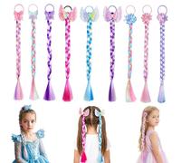Pack 9 Piezas Trenzas Postizas de Colores para Niñas, Extensiones de Pelo Infantil Largas 45 cm, Accesorios para Coletas y Peinados, Cumpleaños, Carnaval, Fiesta