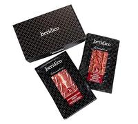 Pack 9 sobres de 100g envasados al vacío: 5 sobres de Jamón de Bellota 50% Raza Ibérica + 4 sobres de Lomo de Bellota Ibérico 50% Raza Ibérica. Elaborado artesanalmente. Extremadura. BERÍDICO