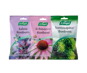 Pack A.Vogel Bonbons | Santasapina Bonbons 100 gr + Echinacea Bonbons 75 gr + A.Vogel Salvia Bonbons 75 gr |