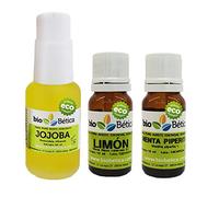 Pack Aceite Esencial Menta Piperita 10 ml + Aceite Esencial Limón 10 ml + Aceite Vegetal Jojoba 50 ml 100% BIO bioBética