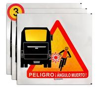 Pack Adhesivos Ángulos Muertos en España para Vehículos - 3 Unidades Pegatinas de Advertencia de Puntos Ciegos para Vehiculos Grandes (Autobuses M2 y M3, 30 x 26,2 cm)