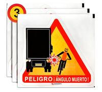 Pack Adhesivos Ángulos Muertos en España para Vehículos - 3 Unidades Pegatinas de Advertencia de Puntos Ciegos para Vehiculos Grandes (Camiones Rígidos N2 y N3, 30 x 28,6 cm)