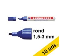 Pack ahorro: 10x Edding 3000 Rotulador permanente azul de punta redonda (1,5-3 mm)