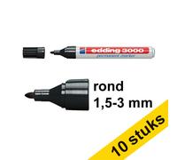 Pack ahorro: 10x Edding 3000 Rotulador permanente negro de punta redonda (1,5-3 mm)