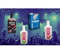 PACK AHORRO 4 LICOR TURBO, NARKOS, CHICLE MELON Y SANDIA sabores jovenes, refrescantes y rompedores,17%, botella 70 cl (sandia y melon) 1l (turbo y narkos)