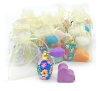 Pack ahorro 50 unidades - Detalle invitados: Perfumero de tocador y jabón arómatico en bolsa de organza - Regalo para eventos: Comuniones, bautizos, bodas y cumpleaños - Hecho en España