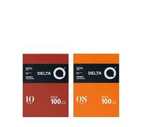 Pack Ahorro Cápsulas Café Delta Q AQtivus 100 + Qalidus 100 - Espresso Intenso y Muy Intenso, Notas de Frutos Secos y Caramelo