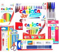 Pack Ahorro Completo Escolar 56 Piezas con Estuche de Regalo - Kit Material Escolar Niños y Niñas - Lápices, Rotuladores, Ceras, Bolígrafos, Tijeras y Más - Vuelta al Cole Todo en Uno