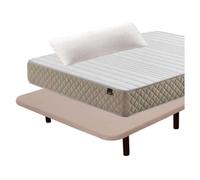 Pack ahorro deluxe descanso completo 135x190 cm (colchón + base tapizada + patas + almohada)