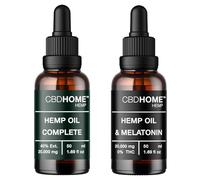 Pack Ahorro Día y Noche al 40% - Aceite de Cáñamo Max 40% (50 ml) + Aceite de Cáñamo con Melatonina 40% (50 ml) - Prensado en Frío - Sin Aditivos - 100% Vegetal - Certificado Ecológico UE