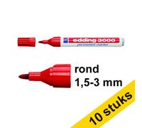 Pack ahorro: Edding 3000 Rotulador permanente rojo de punta redonda (1,5-3 mm)