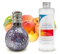 Pack Ahorro Lámpara Catalítica Mosaico Azul Océano + Fragancia Aroma Peach Velvet 500ml. Elimina malos olores e impurezas, perfuma y limpia.