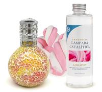 Pack Ahorro Lámpara Catalítica Mosaico Bicolor + Fragancia Aroma Lollipop 200ml. Elimina malos olores e impurezas, perfuma y limpia.