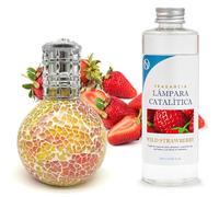 Pack Ahorro Lámpara Catalítica Mosaico Bicolor + Fragancia Aroma Wild Strawberry 200ml. Elimina malos olores e impurezas, perfuma y limpia.