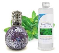 Pack Ahorro Lámpara Catalítica Mosaico Lila + Fragancia Aroma Mountain Mint 500ml. Elimina malos olores e impurezas, perfuma y limpia.