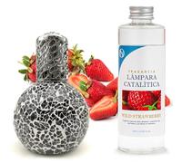 Pack Ahorro Lámpara Catalítica Mosaico Negro + Fragancia Aroma Wild Strawberry 500ml. Elimina malos olores e impurezas, perfuma y limpia.