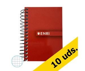 Pack ahorro: x10 Libreta Enri A7 cuadrícula 4mm con 48 hojas (Tapa Blanda) - Surtido de colores