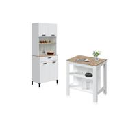 Pack alacena con mesa alta nitza blanco artik (blanco mate) - natur 72 x 185 x cm