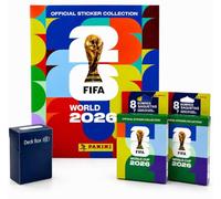 Pack Álbum Oficial Mundial Panini FIFA World Cup 2026, 16 Sobres y Deck Box de Regalo, Colección Oficial de Cromos