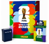Pack Álbum Oficial Mundial Panini FIFA World Cup 2026, 8 Sobres (56 Cromos) y Deck Box de Regalo