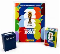 Pack Álbum Oficial Mundial Panini FIFA World Cup 2026, Caja 50 Sobres (350 Cromos), Deck Box de Regalo