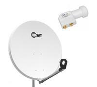 Pack Antena parabólica acero 80 cm + LNB Twin Universal 0,1dB Compatible Canal