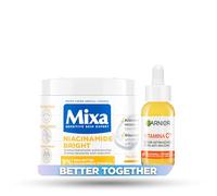PACK ANTIMANCHAS: Garnier Sérum Facial Vitamina C Día + Mixa Crema Corporal Niacinamida - Reducir Manchas, Iluminar y Unificar Tono