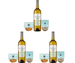 Pack aperitivo - Montecillo Blanco Verdejo 75cl + Sardinillas 120gr y Mejillones 120gr Selección 1920 (Paquete de 3)