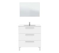 Pack baño melamina con lavamanos+espejo - blanco 80 cm