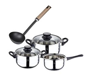 PACK BATERÍA DE COCINA 5 PIEZAS + CAZO DE SOPA 32CM EN NYLON