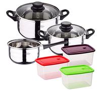 PACK BATERÍA DE COCINA 5 PIEZAS + SET DE 3PC DE HERMÉTICOS PLÁSTICO