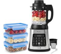Pack - Batidora de vaso Moulinex PerfectMix Cook LM83SD de 1400W, capacidad 2L + Set de fiambreras de 0,55L.