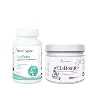 Pack Belleza SanaExpert - Cabello y Piel | Haar Forte + ElaBeauté Colágeno | Biotina, Zinc, Colágeno Verisol®, Q10