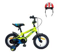 Pack Bicicleta 12 Pulgadas Casper con Ruedines + Casco Infantil, Verde | Bicicleta de 12 pulgadas con ruedines para 3 a 5 años y casco infantil ajustable de 48 a 54 cm.