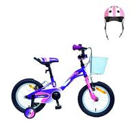 Pack Bicicleta 14 Pulgadas Alice con Ruedines + Casco Infantil, Violeta | Bicicleta de 14 pulgadas con ruedines para 4 a 6 años y casco infantil ajustable de 48 a 53 cm.