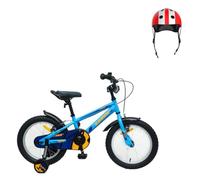 Pack Bicicleta 16 Pulgadas Casper con Ruedines + Casco Infantil, Azul | Bicicleta de 16 pulgadas con ruedines para 5 a 7 años y casco infantil ajustable de 48 a 54 cm.