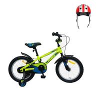 Pack Bicicleta 16 Pulgadas Casper con Ruedines + Casco Infantil, Verde | Bicicleta de 16 pulgadas con ruedines para 5 a 7 años y casco infantil ajustable de 48 a 54 cm.