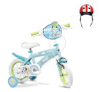 Pack Bicicleta Toimsa 12 Pulgadas Bluey con Ruedines + Casco Infantil | Bicicleta infantil de 12 pulgadas con ruedines y cesta delantera, más casco infantil ajustable. Para 3 a 5 años.