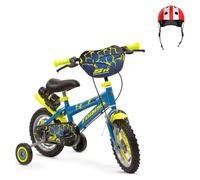 Pack Bicicleta Toimsa 12 Pulgadas Rayos con Ruedines + Casco Infantil | Bicicleta infantil de 12 pulgadas con ruedines y portabidón con bidón, más casco infantil ajustable. Para 3 a 5 años.
