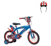 Pack Bicicleta Toimsa 14 Pulgadas Spiderman con Ruedines + Casco Infantil | Bicicleta infantil de 14 pulgadas con ruedines y portabidón con bidón, más casco infantil ajustable. Para 4 a 6 años.