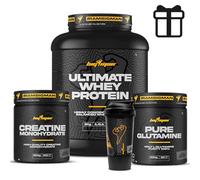 Pack BigMan | Ultimate Wehy Proteína 2kg (Fresa Platano) + Creatina 300 Gr + Glutamina 300Gr + Shaker PRO | Fuerza, Resistencia | Masa Muscular | Tonificación Muscular | Recuperación Muscular