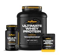 Pack BigMan Ultimate Whey Protein 2 kg + MULTI VITS Perlas 30 caps + MUESTRAS | Aumenta el crecimiento muscular | Entrenamientos intensos | Máxima asimilación (2 KILOS, Fresa Platano)