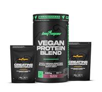 Pack BigMan Vegan Protein Blend 420 gr + Creatina 180 gr | Aislado de Proteína Vegana | Gran Ganancia Muscular | Recuperación Deportiva | Tonificación Muscular (420 gr, Fresa Plátano)