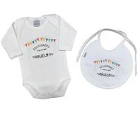PACK Body + Babero bebé frase : " Felicidades, Vas a ser Abuelo " Talla 1 MES REGALO ABUELA SORPRESA ABUELO BODI BEBE (ABUELO TALLA 1 MES)