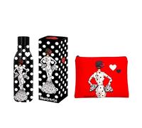 Pack Botella térmica María Blanco Fondo Negro + Neceser Granada María Blanco Fondo Rojo - Diseño flamenco illustrArte - 500 ml - Ideal para regalo