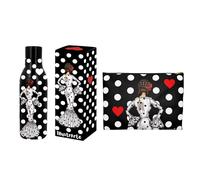 Pack Botella térmica María Blanco Fondo Negro + Neceser Granada María Blanco Lunares - Diseño flamenco illustrArte - 500 ml - Ideal para regalo