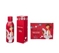 Pack Botella térmica Pepa Feliz + Neceser Granada Pepa Feliz rojo - Diseño flamenco illustrArte - 500 ml - Ideal para regalo