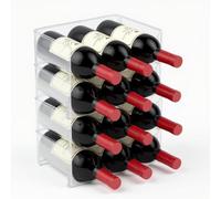 Pack Botellero apilable para Cocina, frigorífico, Bar y Bodega Botella de Agua, Vino Champán, Transparente, Universal, Plástico Pet (4 Peldaños Triples 12 Botellas)