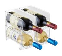 Pack Botellero apilable para Cocina, frigorífico, Bar y Bodega Botella de Agua, Vino Champán, Transparente, Universal, Plástico Pet (4 Peldaños Individuales 4 Botellas)